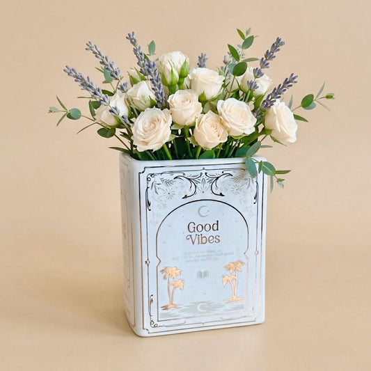 White Book Shaped Flower Vase - Flower Gifts for Mum