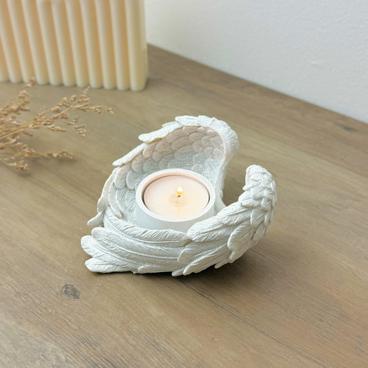 White Angel Wing Votive Holder - Angel Wing Tealight Holder - Candle Holder Remembrance Gift