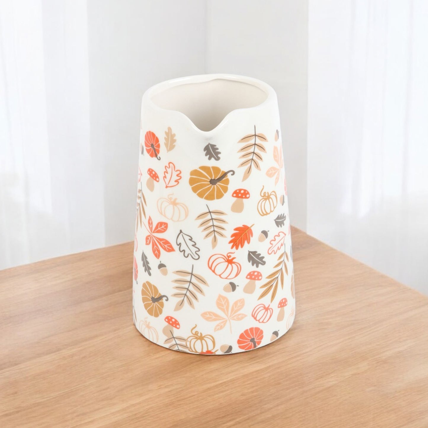 Autumnal Flower Vase with Pumpkins and Leaves - Autumn Flower Jug Vase - Halloween Home Decor
