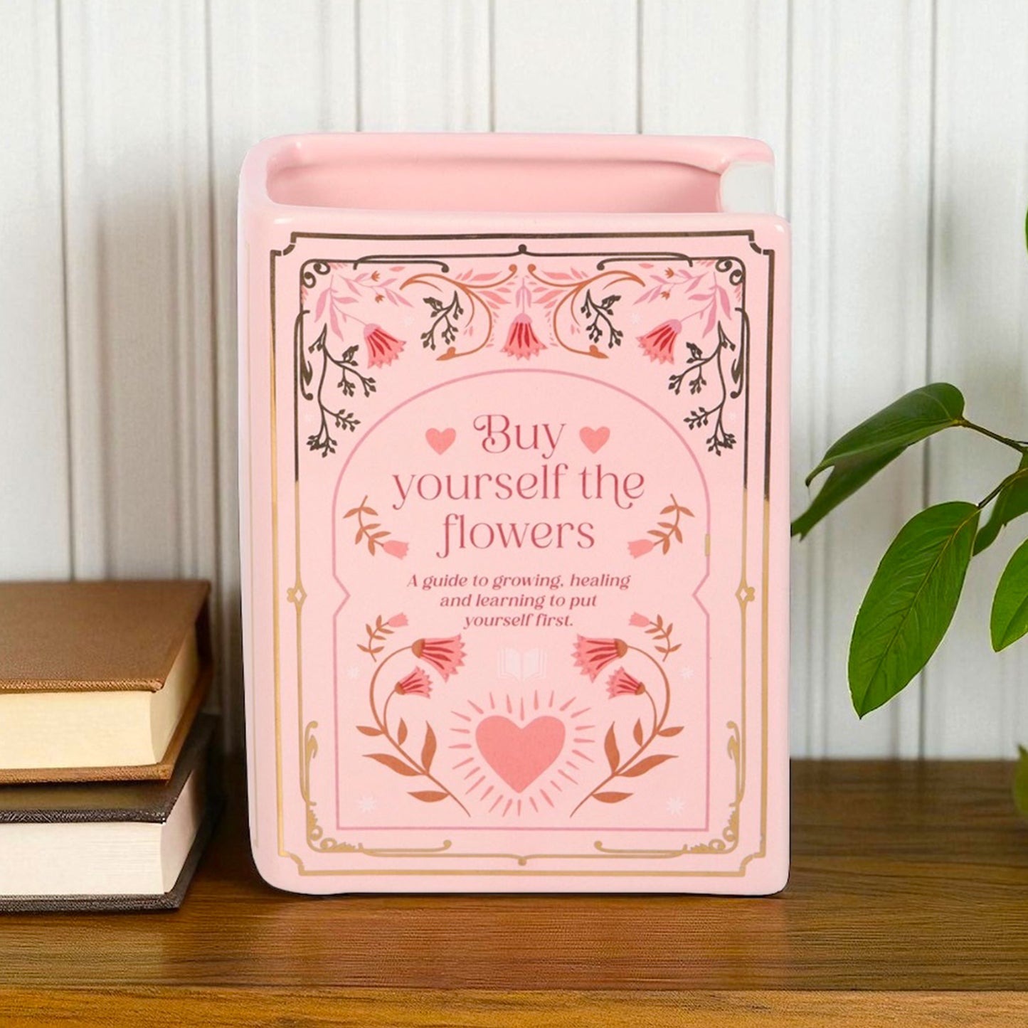 Pink Book Shaped Flower Vase - Pink Flower Vase