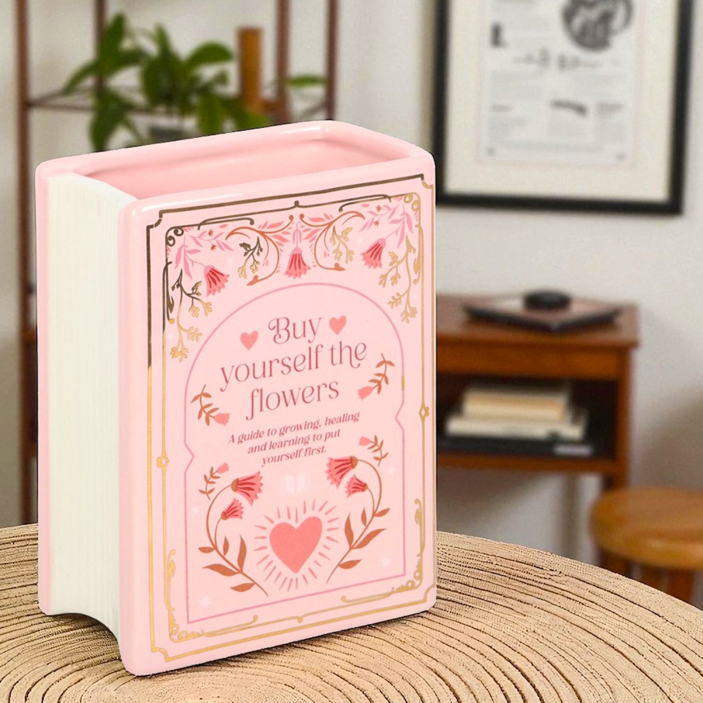Pink Book Shaped Flower Vase - Pink Flower Vase