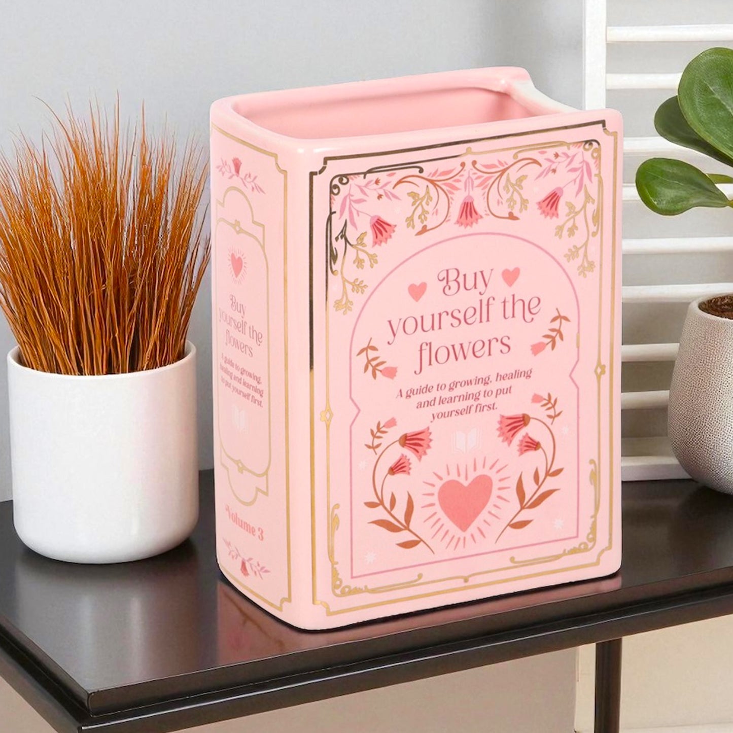 Pink Book Shaped Flower Vase - Pink Flower Vase