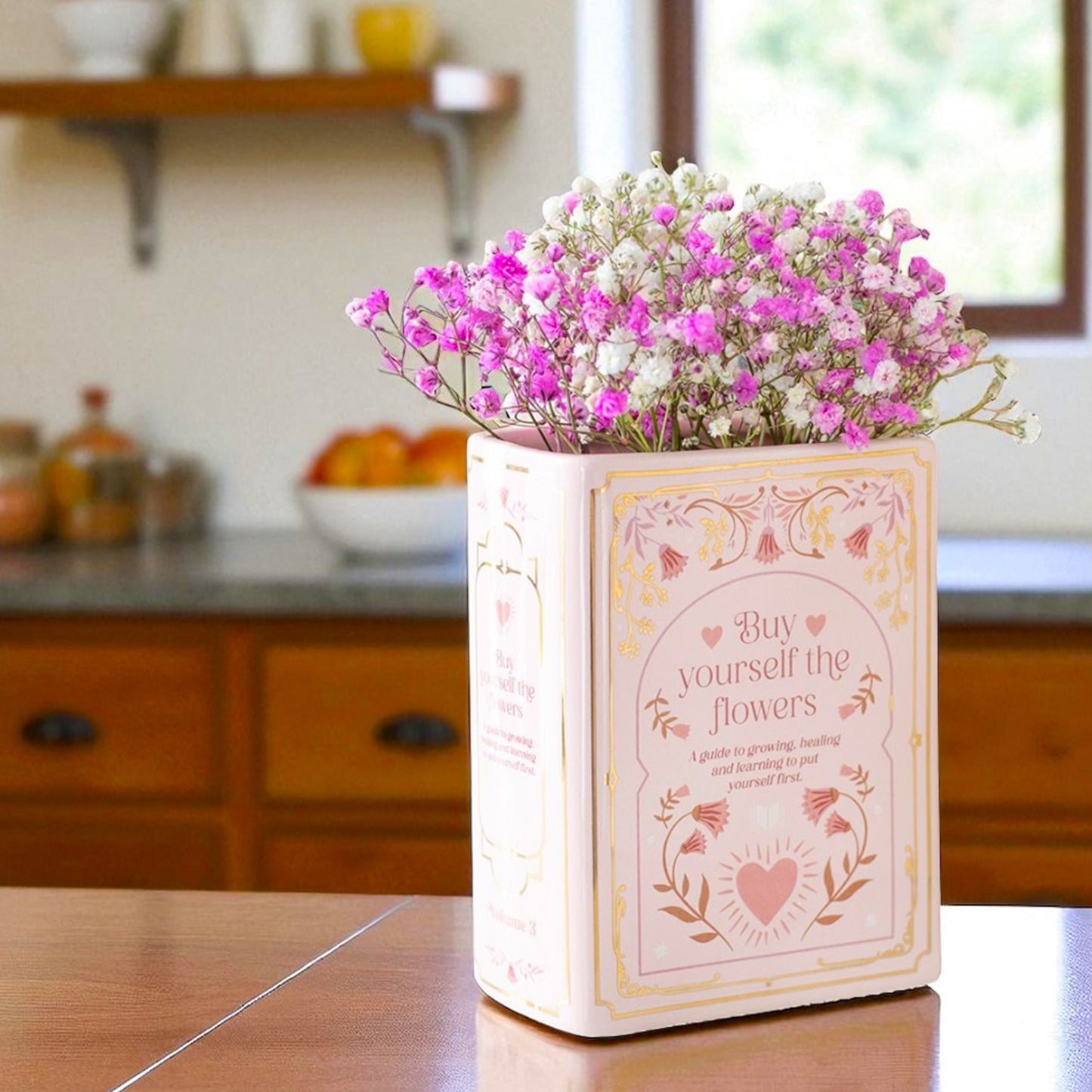 Pink Book Shaped Flower Vase - Pink Flower Vase