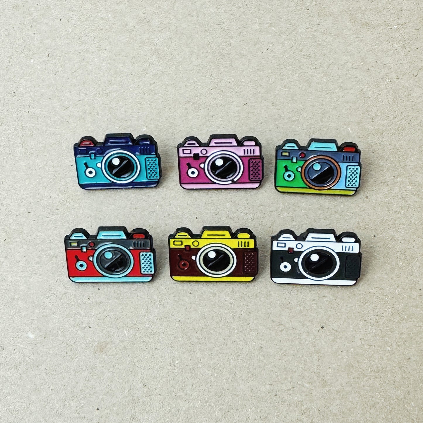 Retro Camera Pin Badge - Vintage Camera Enamel Pin - Colourful Hard Pin
