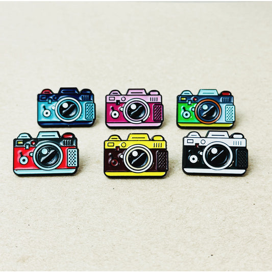 Retro Camera Pin Badge - Vintage Camera Enamel Pin - Colourful Hard Pin