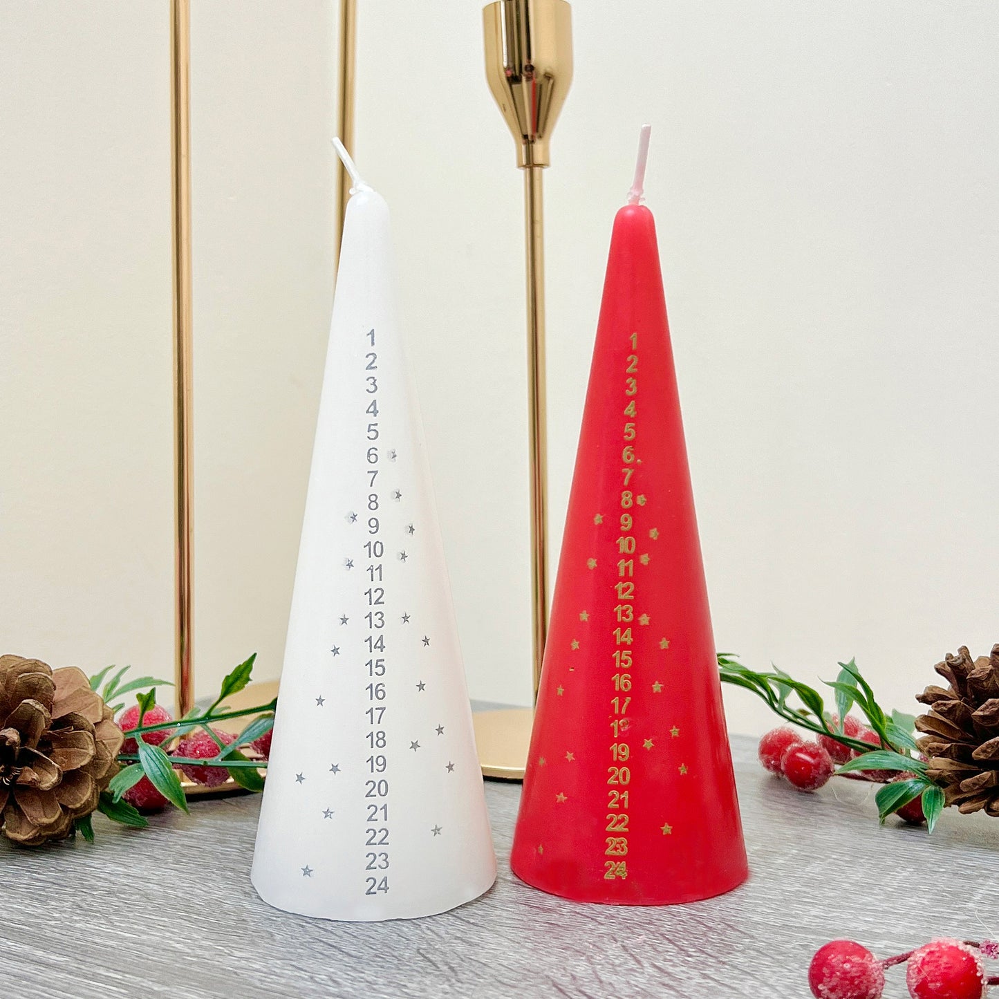 Christmas Advent Calendar Candle - Advent Candles - Red Christmas Candle