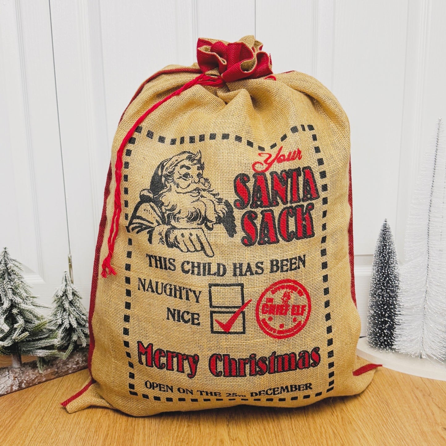 Children's Christmas Sack - Jute Christmas Gift Sack - Traditional Christmas Present Sack