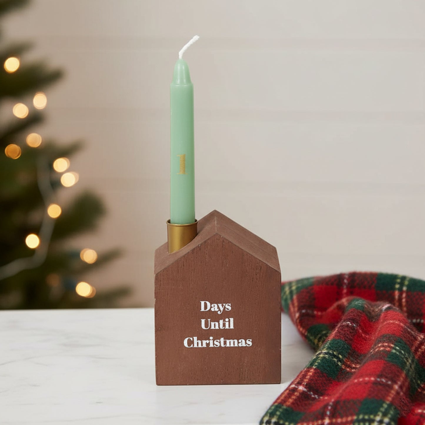 24 Christmas Advent Candles with Wooden Advent Calendar Candle Holder
