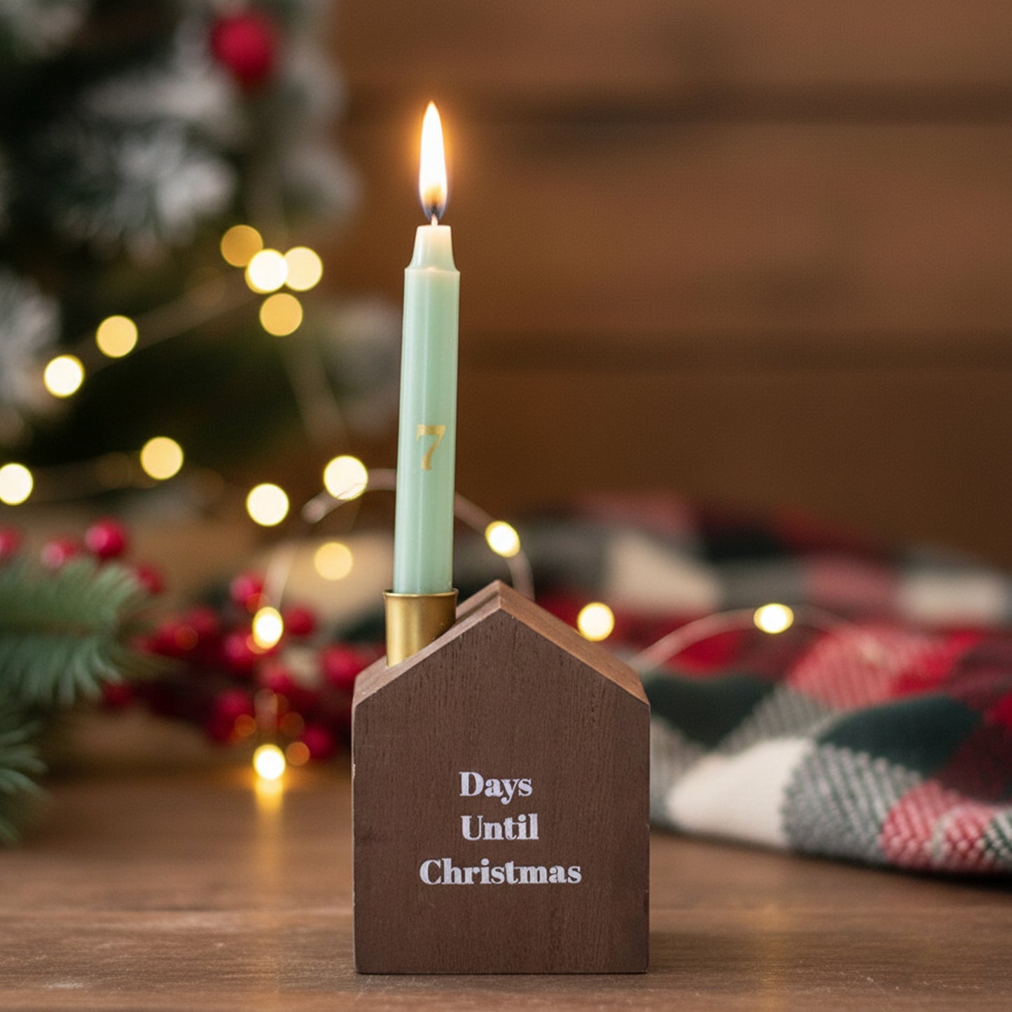 24 Christmas Advent Candles with Wooden Advent Calendar Candle Holder