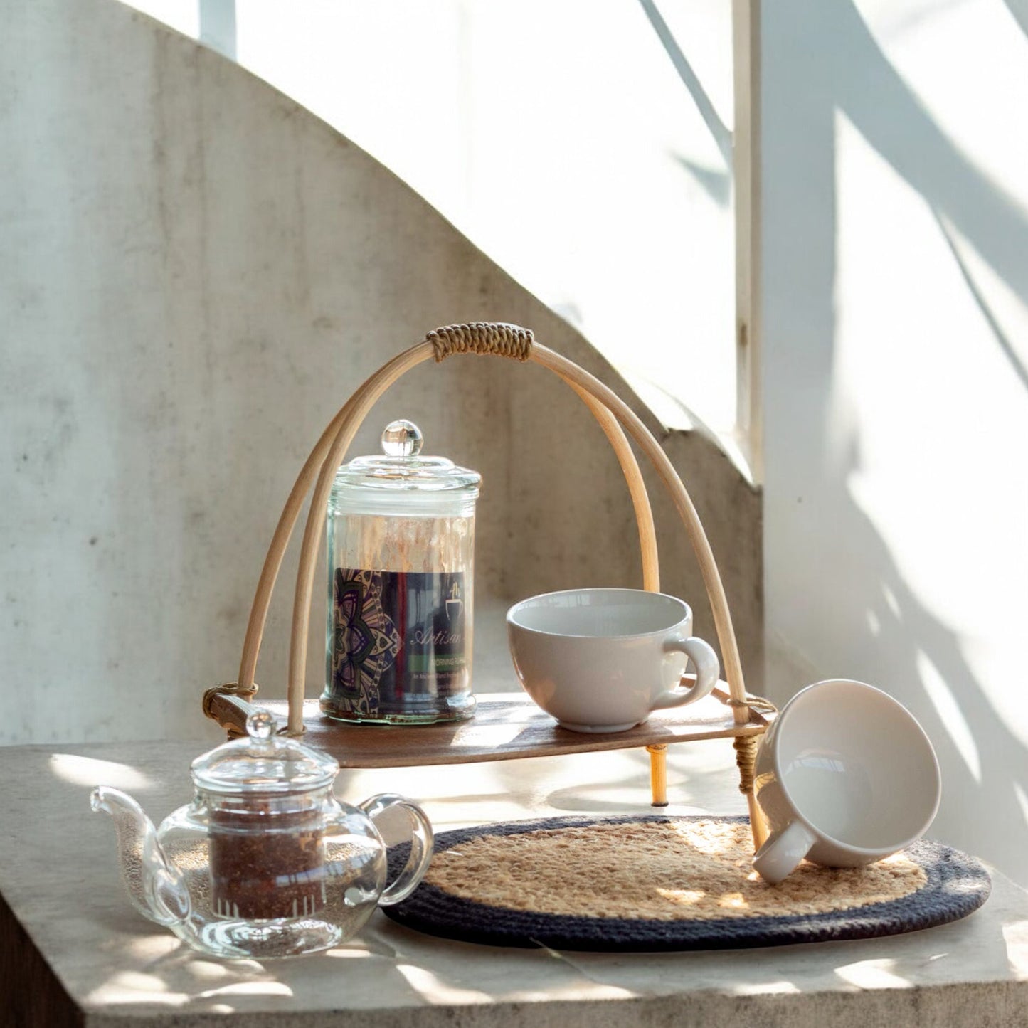Rustic Wooden Tea Caddy - Traditional Wooden Tea Stand