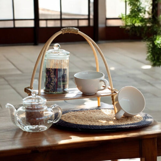 Rustic Wooden Tea Caddy - Traditional Wooden Tea Stand