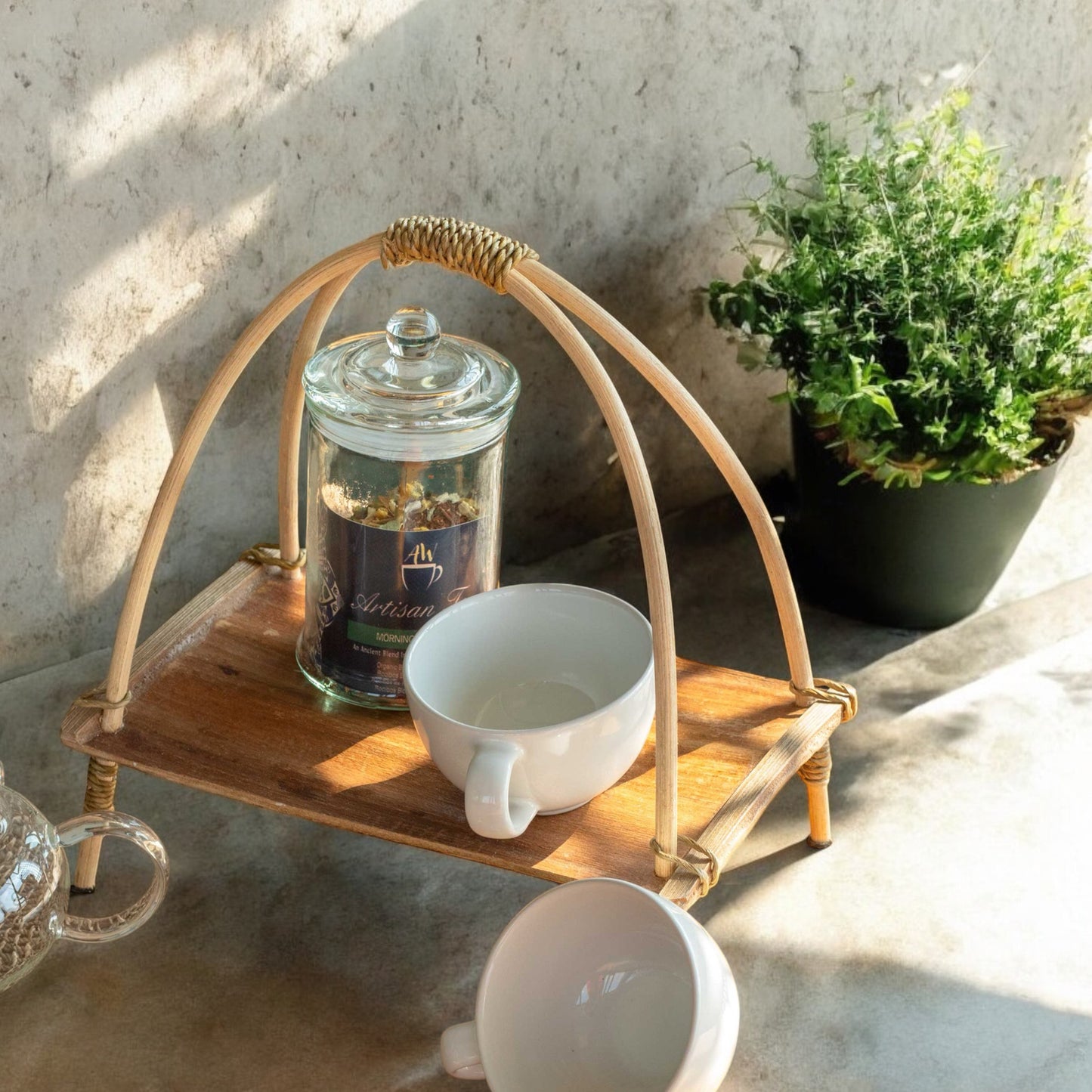 Rustic Wooden Tea Caddy - Traditional Wooden Tea Stand