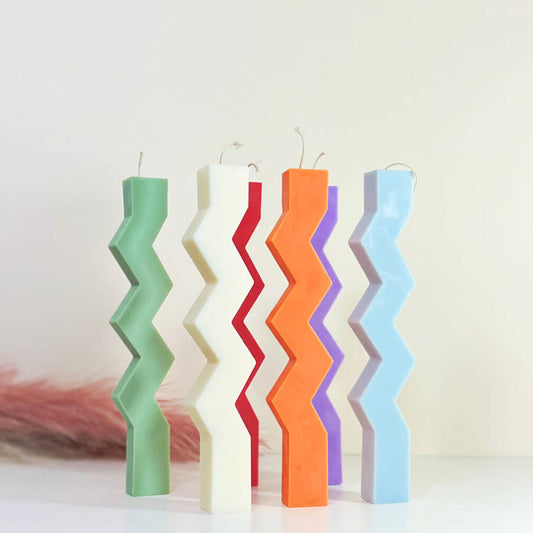 Wavy Dinner Candles - Zig Zag Taper Candles - Dinner Table Decor