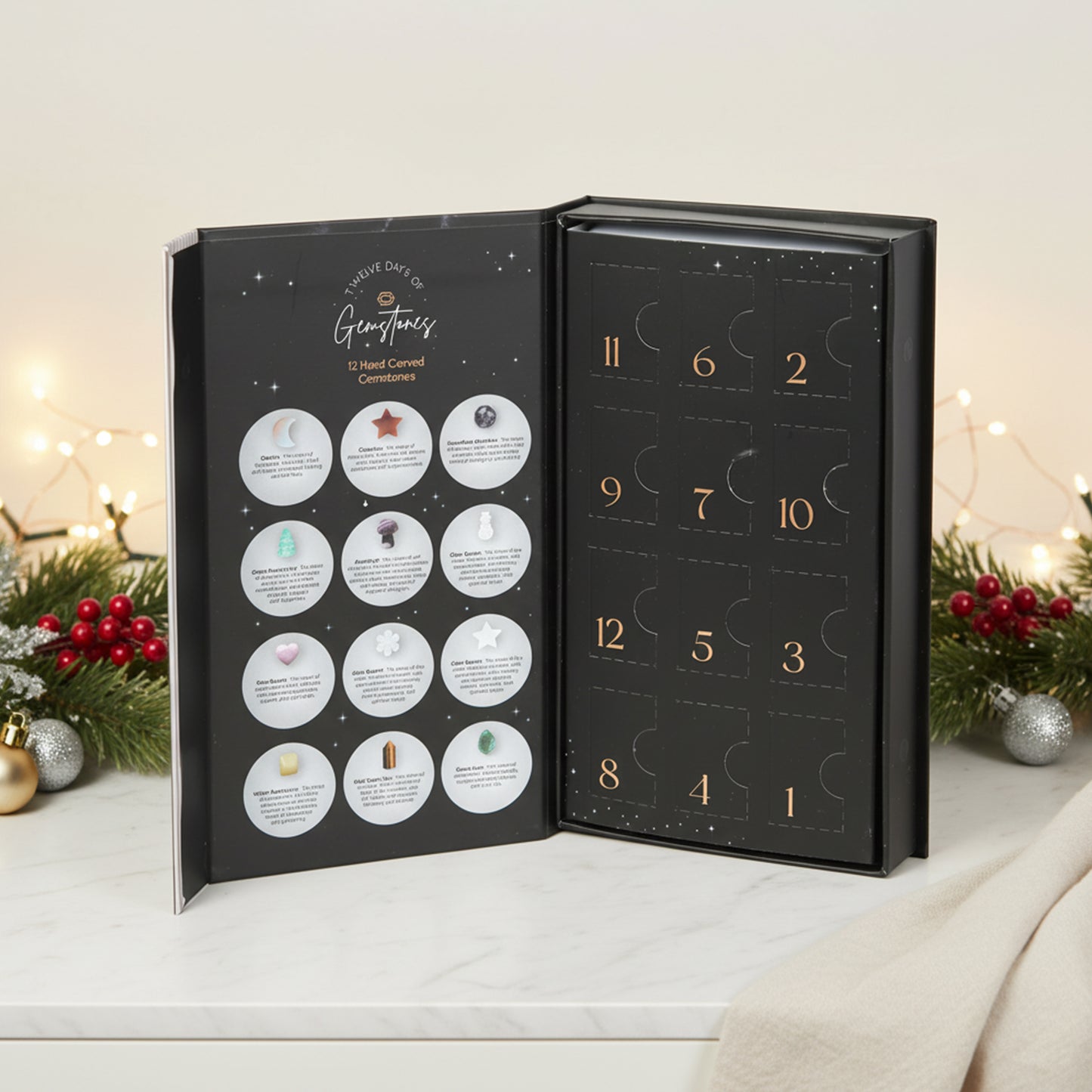 12 Day Crystal Advent Calendar - Gemstone Christmas Countdown