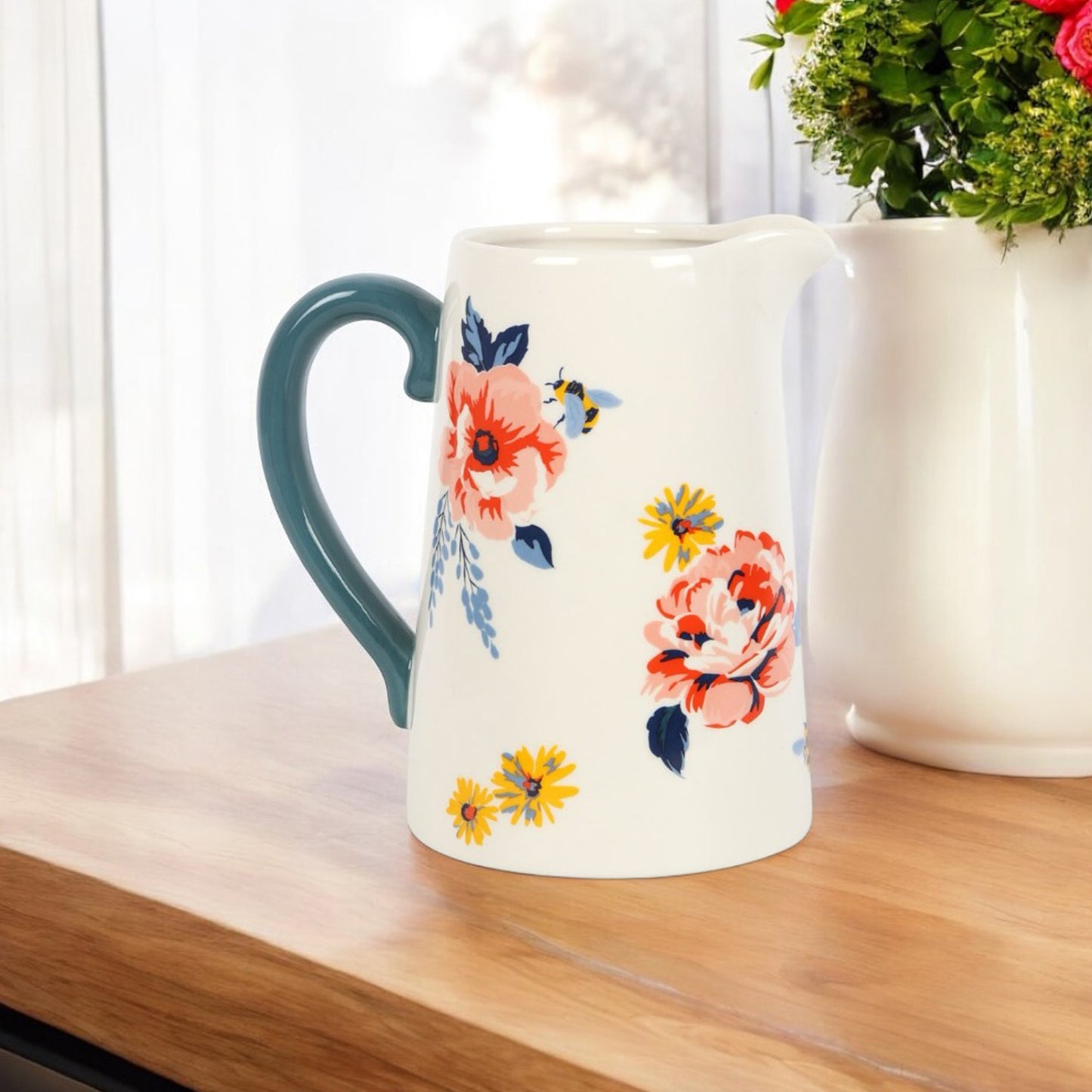 Floral Flower Jug - Floral Flower Vase Jug - Flower Gifts for Her - Flower Jug Vase