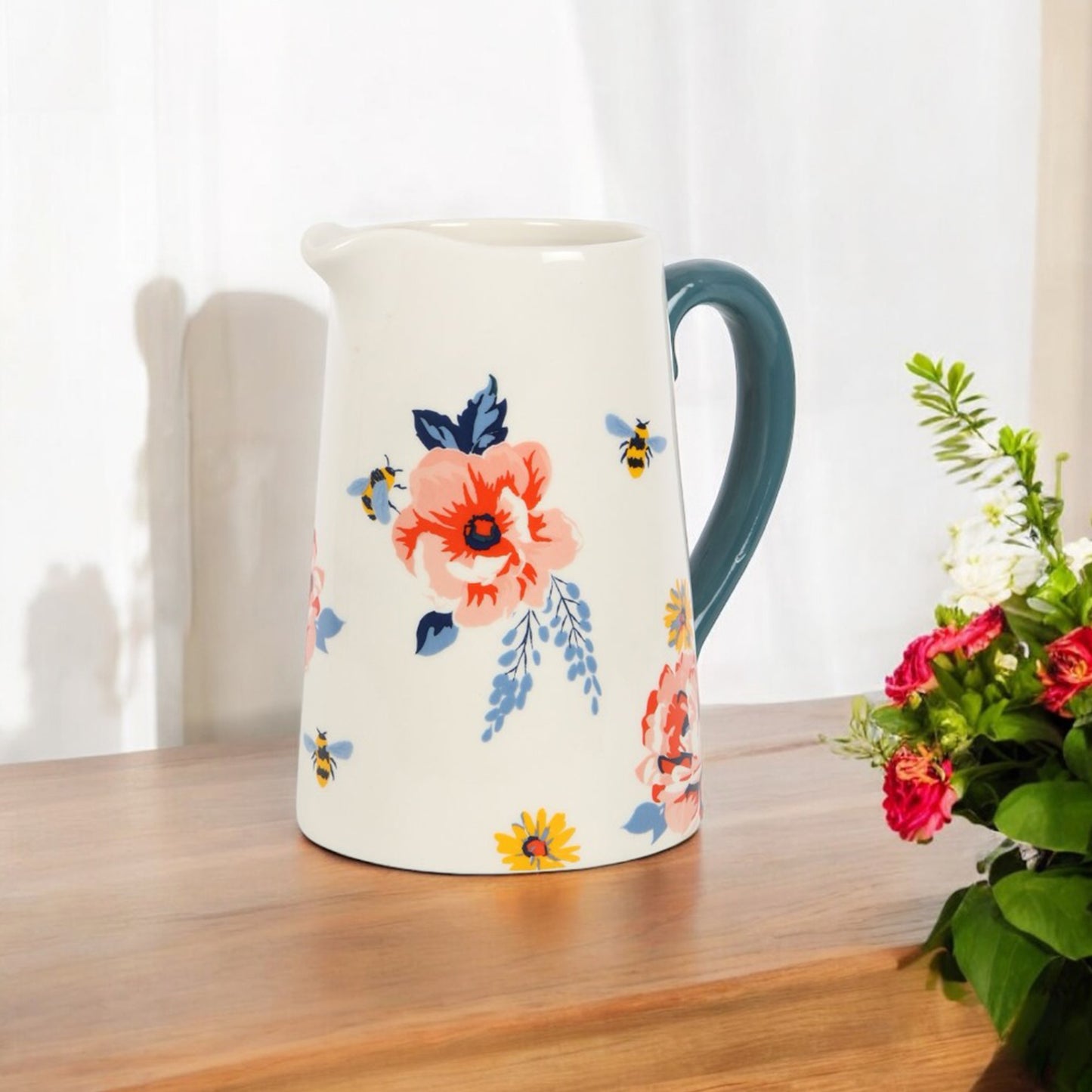 Floral Flower Jug - Floral Flower Vase Jug - Flower Gifts for Her - Flower Jug Vase