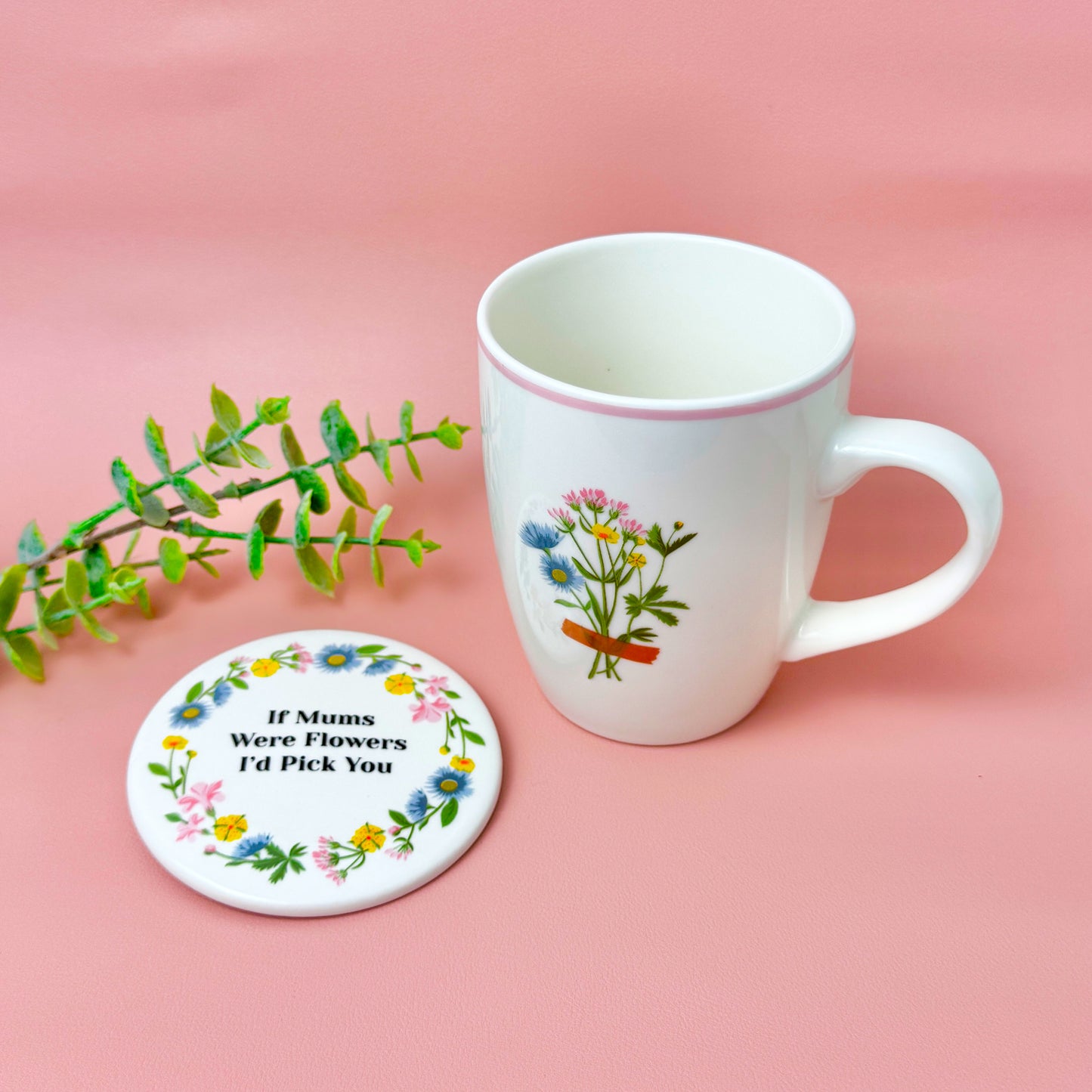 Floral Mug and Coaster Gift Set for Mum – “If Mums Were Flowers, I’d Pick You”
