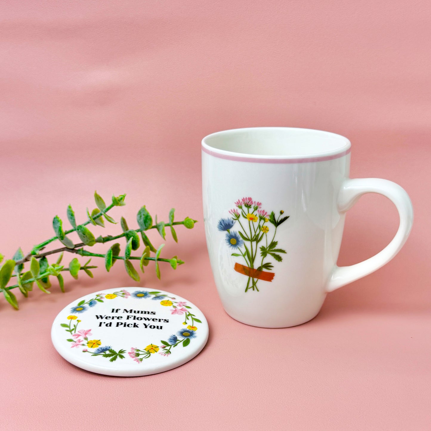 Floral Mug and Coaster Gift Set for Mum – “If Mums Were Flowers, I’d Pick You”