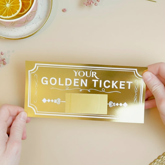 Golden Ticket Gift Voucher - Personalised Concert Ticket - Surprise Holiday Voucher