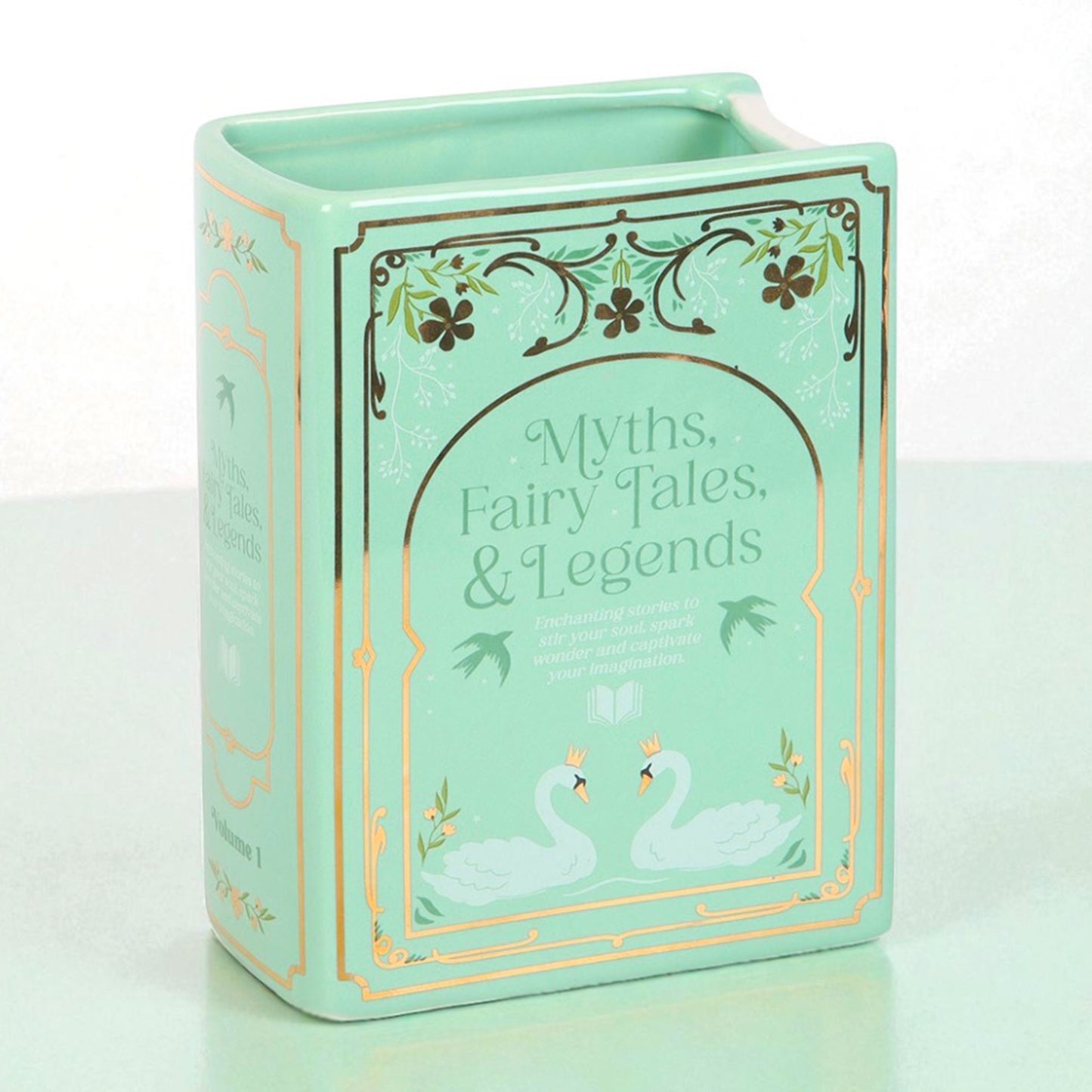 Green Book Shaped Flower Vase - Ceramic Flower Vase