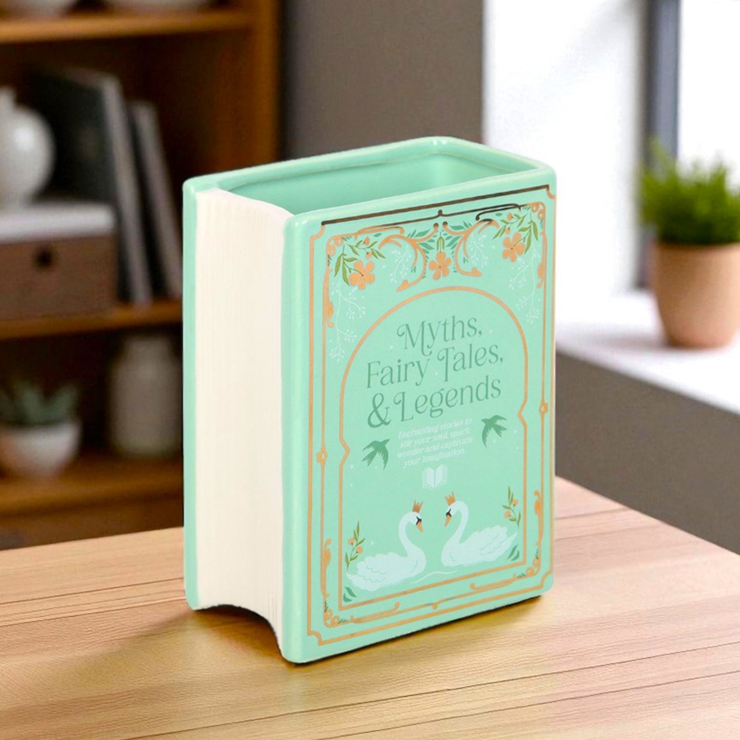 Green Book Shaped Flower Vase - Ceramic Flower Vase