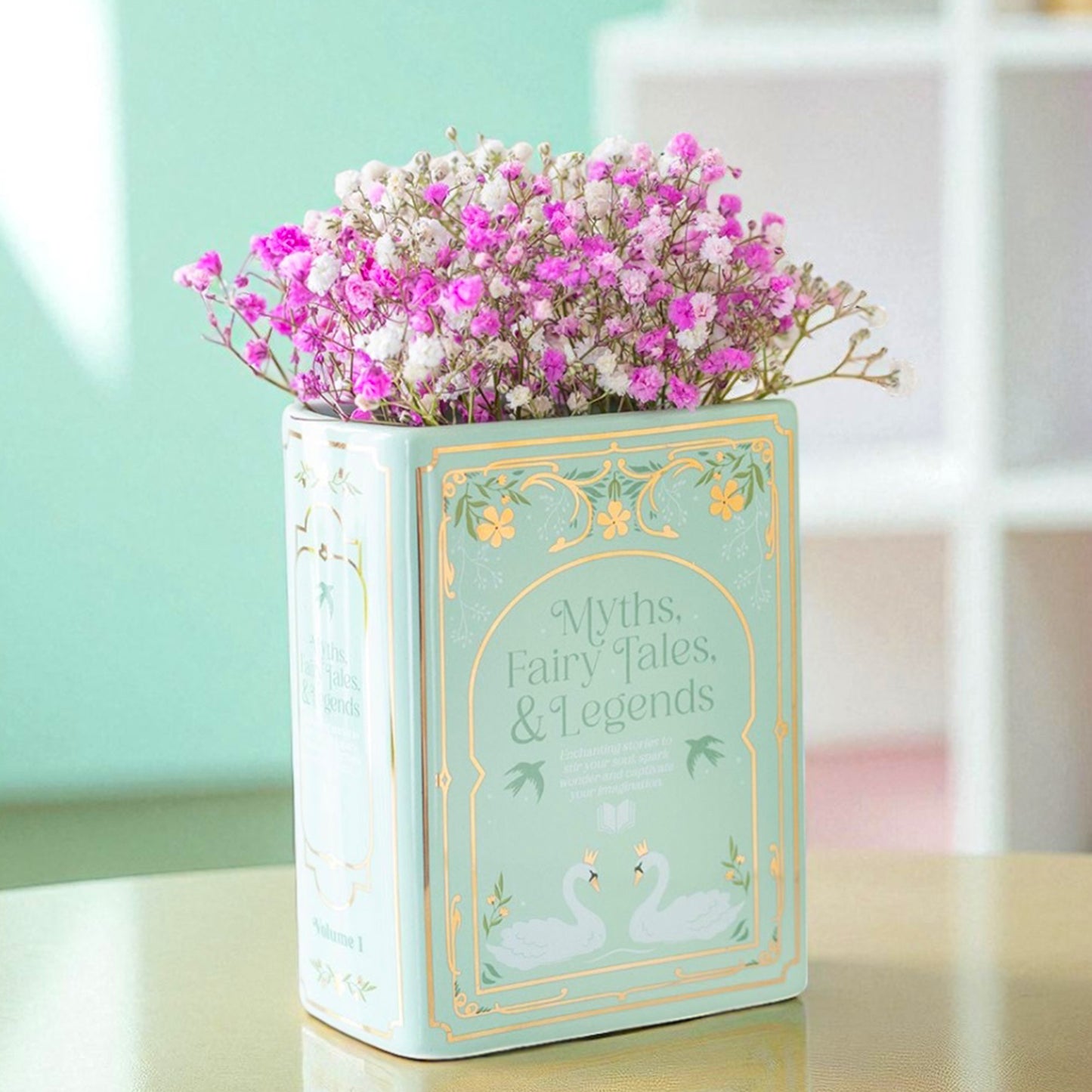 Green Book Shaped Flower Vase - Ceramic Flower Vase