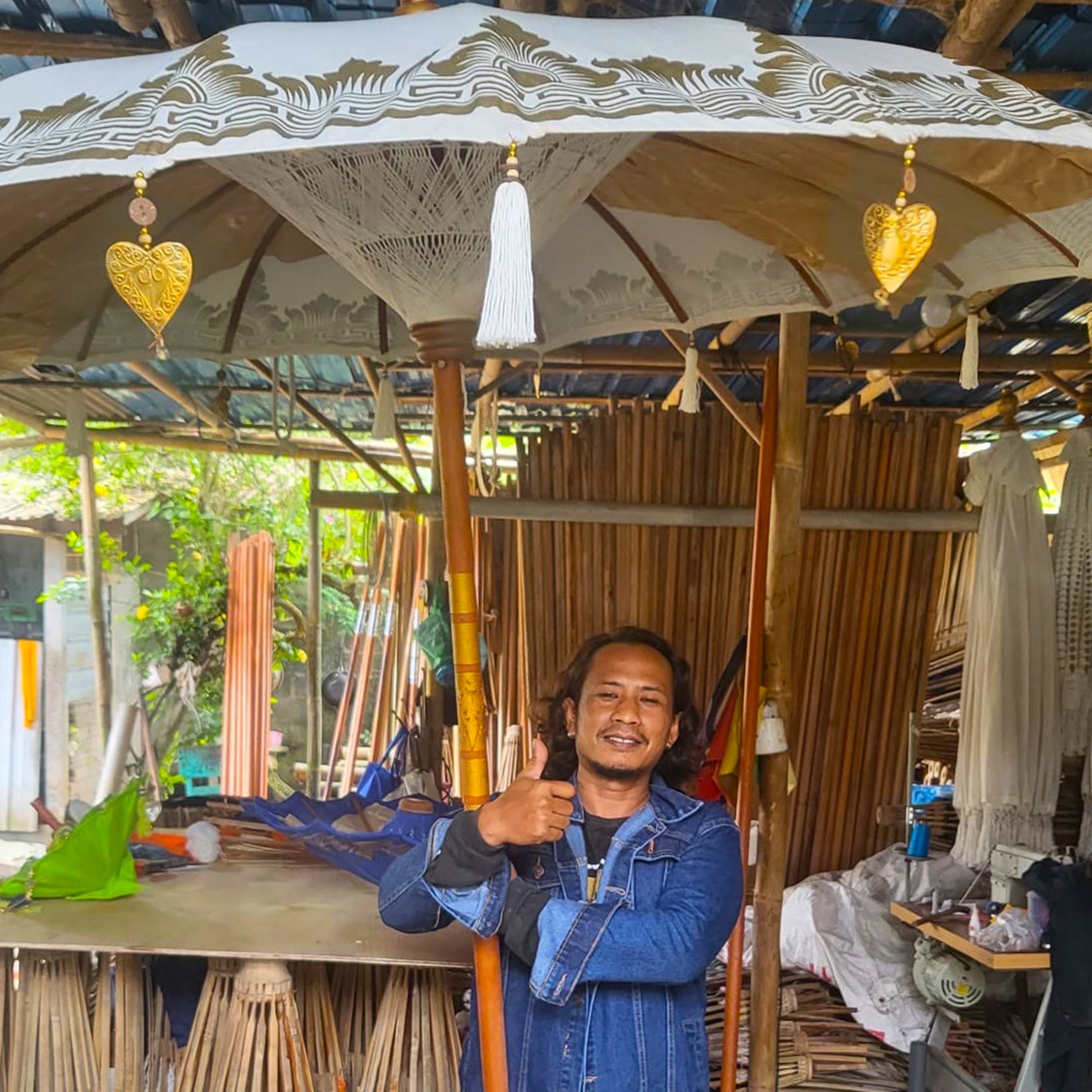 Handmade Colourful Boho Garden Parasol – Balinese Patio Umbrella - Summer Parasol
