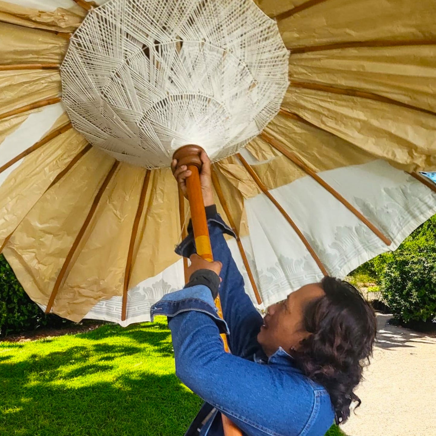 Handmade Colourful Boho Garden Parasol – Balinese Patio Umbrella - Summer Parasol