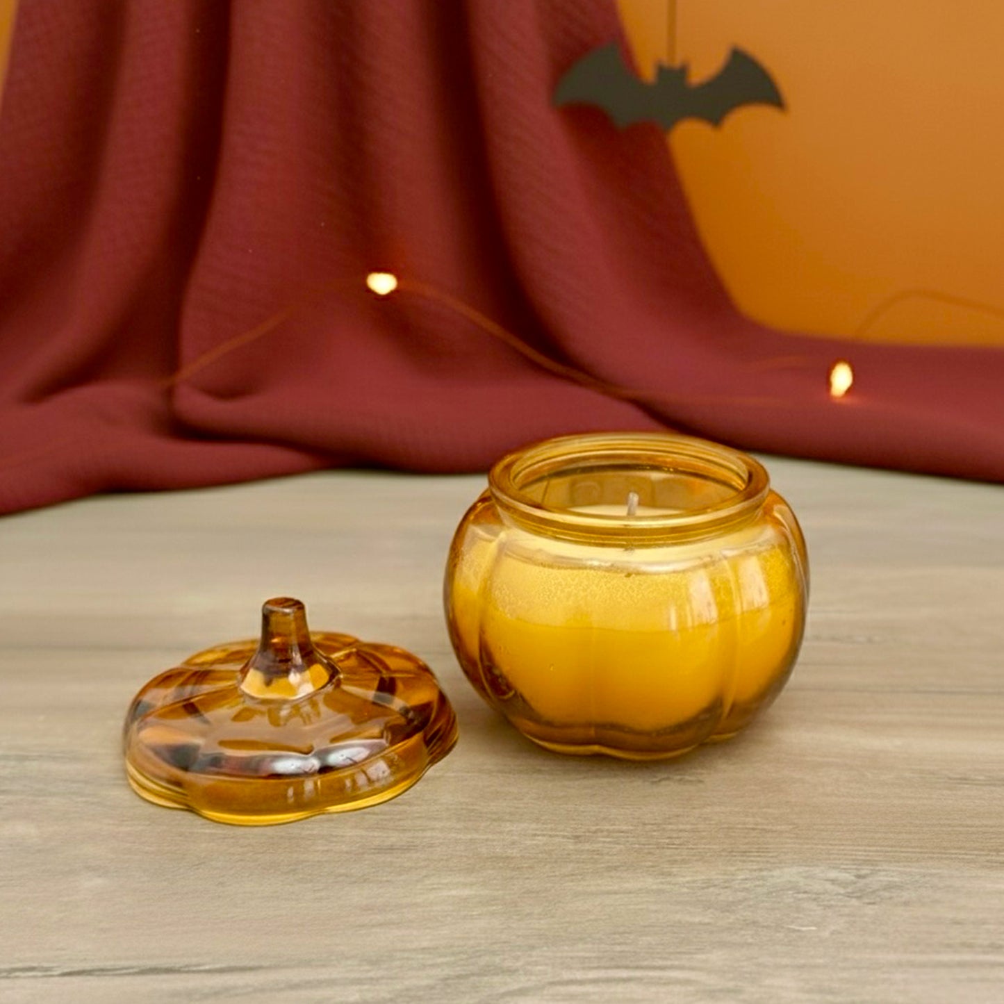 Glass Pumpkin Candle in Pot - Vanilla Scented Autumn Candle