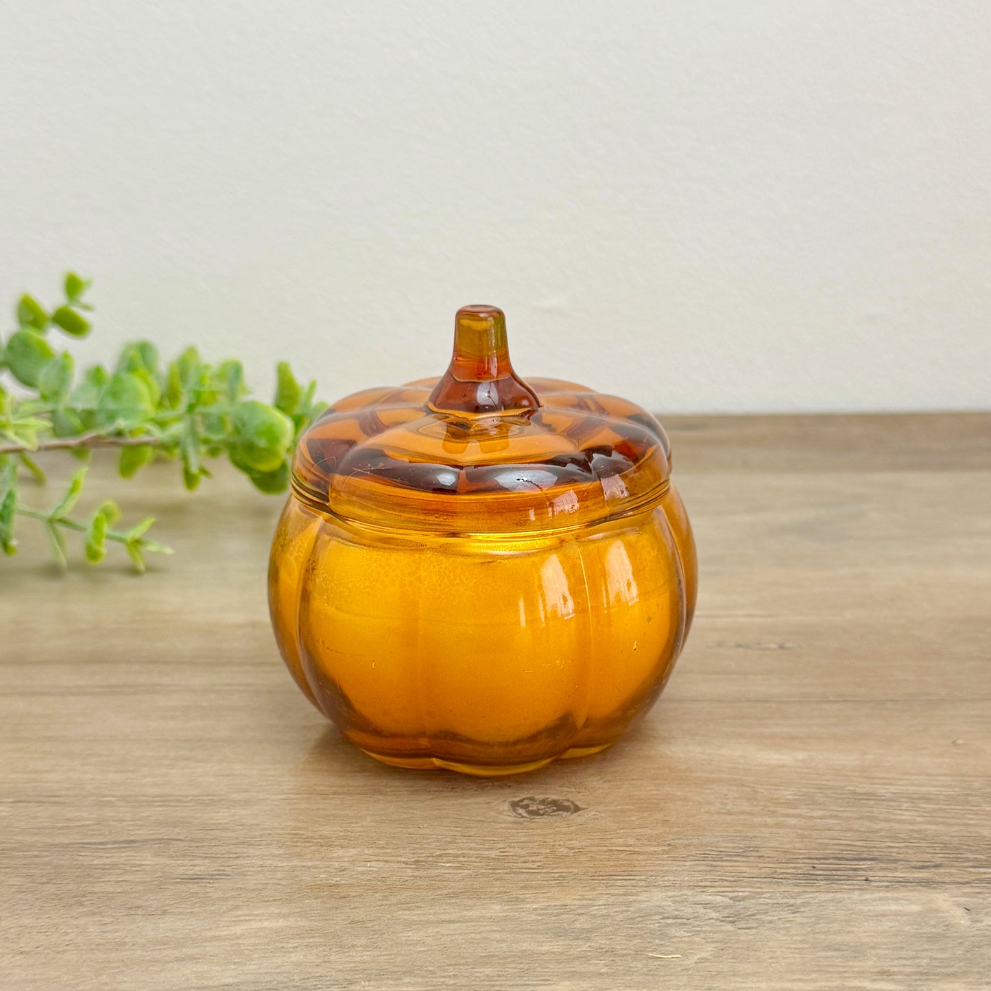 Glass Pumpkin Candle in Pot - Vanilla Scented Autumn Candle