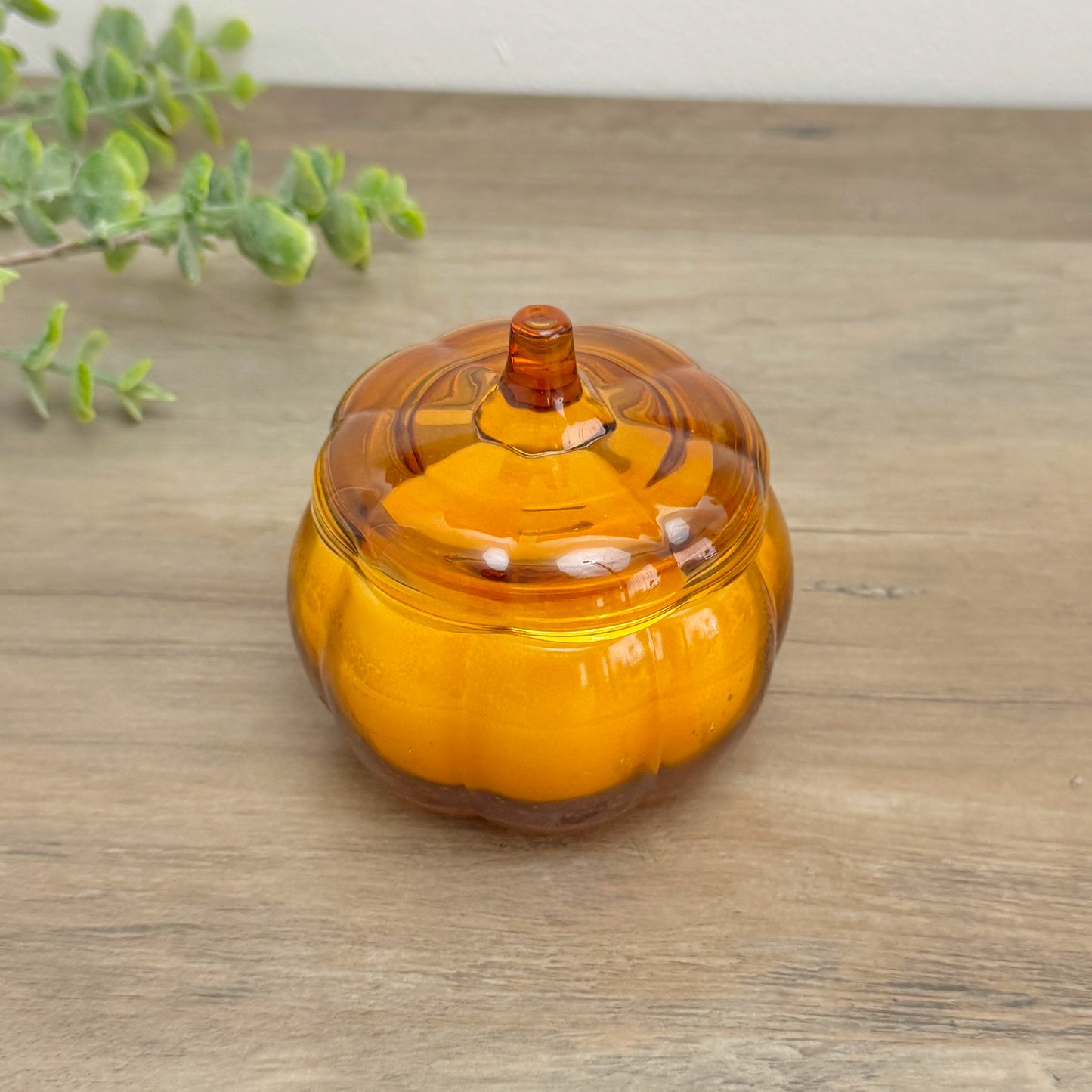Glass Pumpkin Candle in Pot - Vanilla Scented Autumn Candle