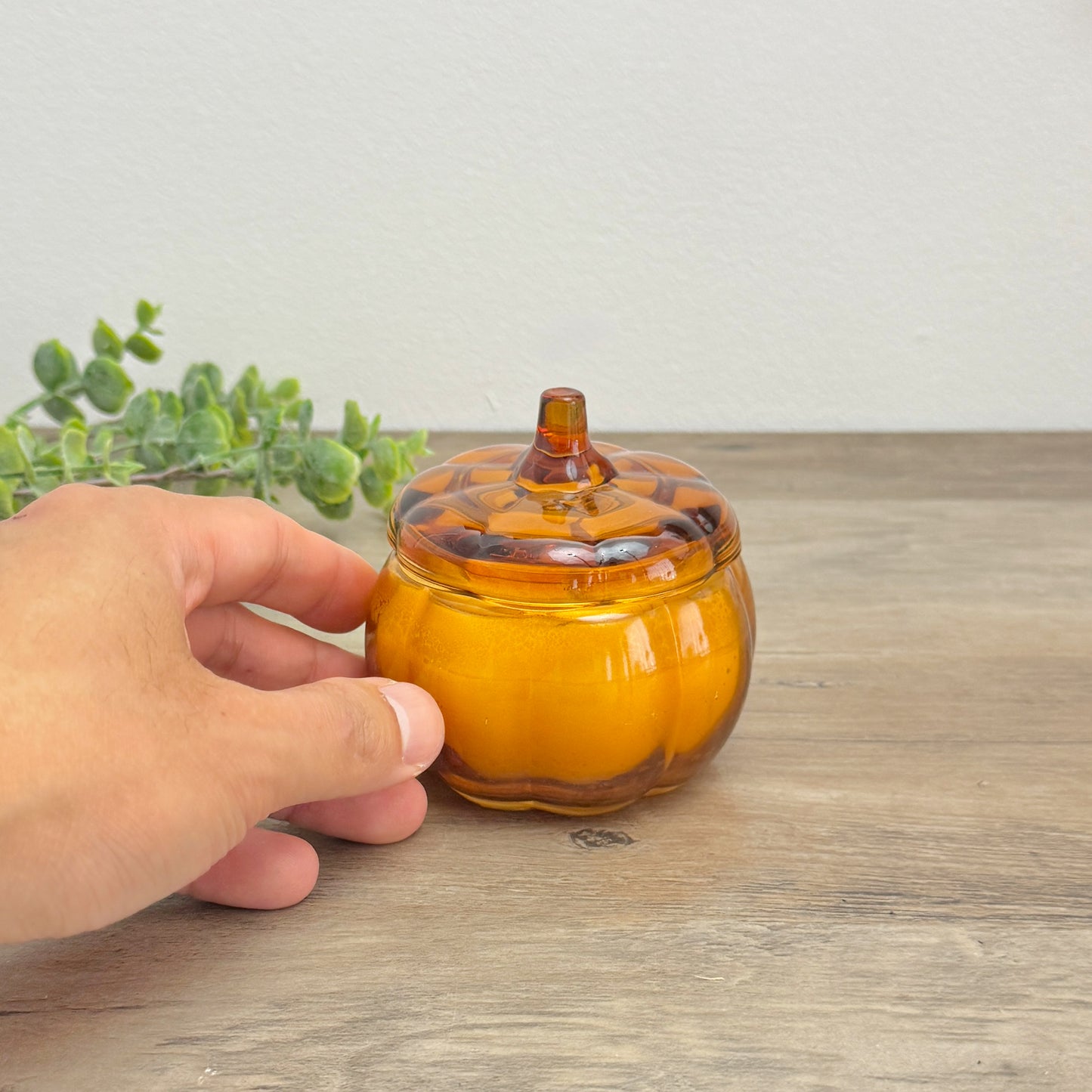 Glass Pumpkin Candle in Pot - Vanilla Scented Autumn Candle