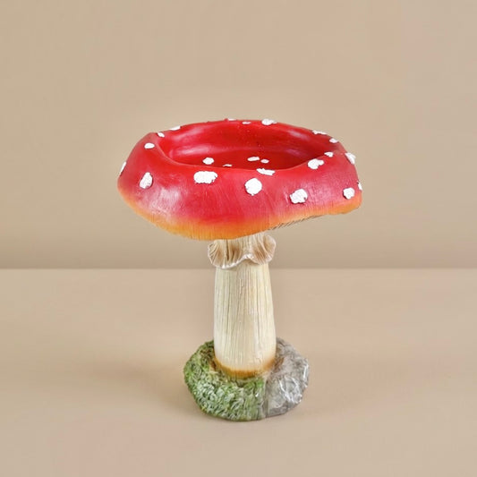 Red Toadstool Bird Bath and Bird Feeder - Mushroom Garden Decor