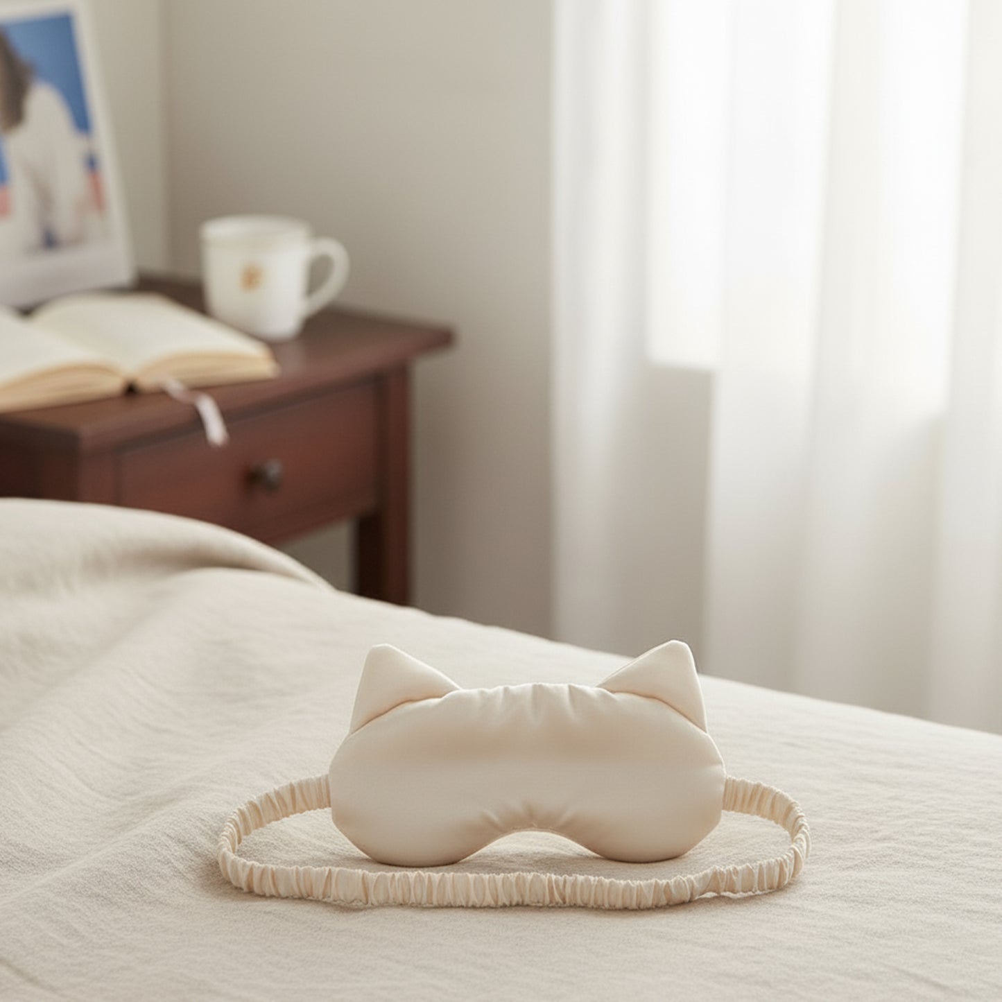 Close-up of the sleep mask's adjustable elastic band.