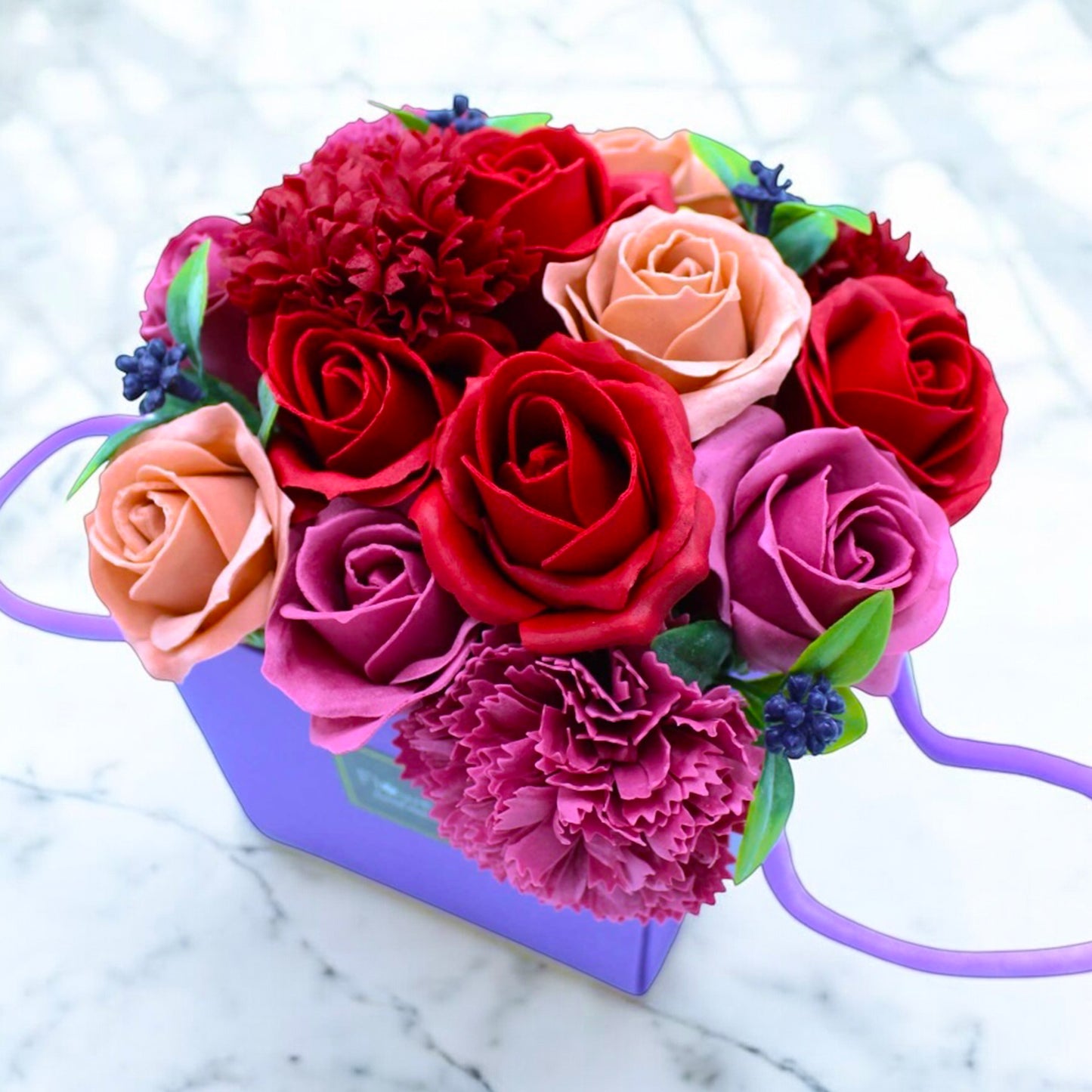 Handmade Soap Flower Bath Hamper – Romantic Gift for Her & Self-Care Spa Set