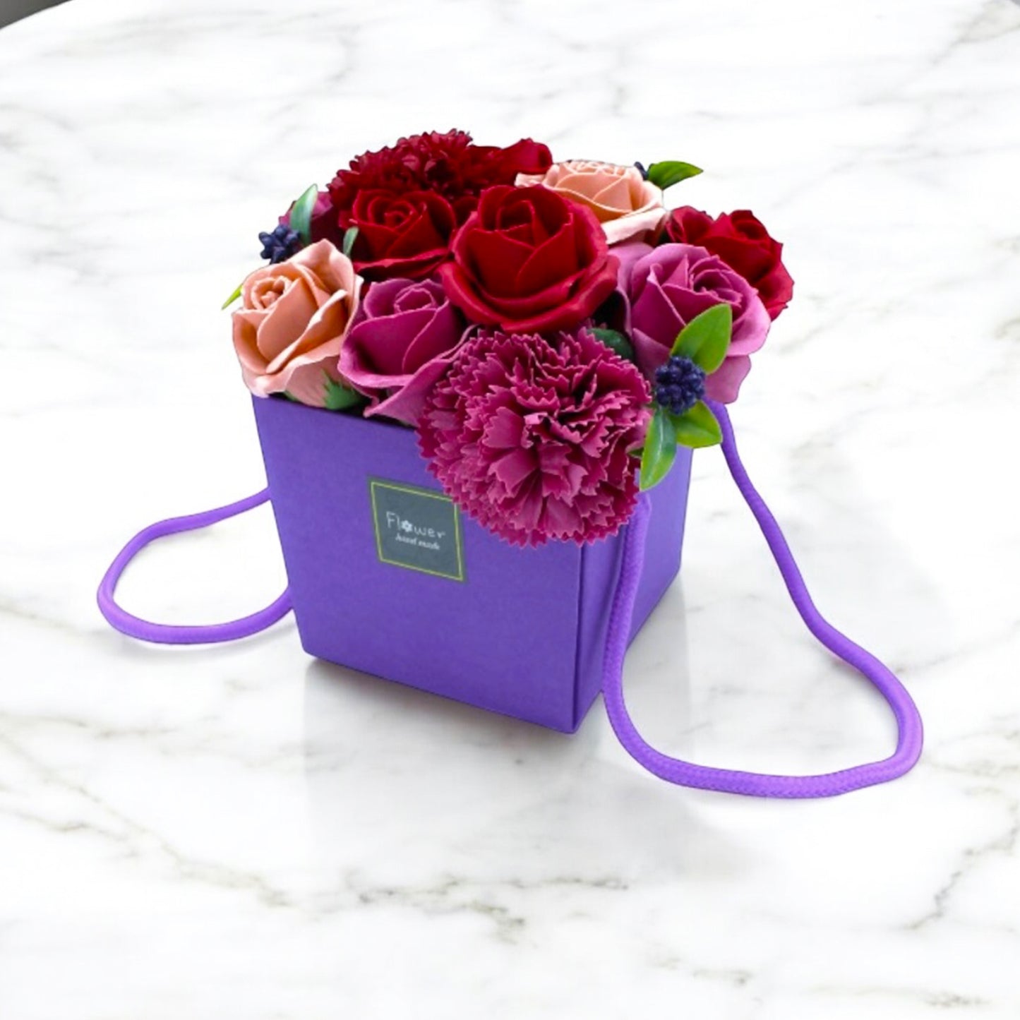 Handmade Soap Flower Bath Hamper – Romantic Gift for Her & Self-Care Spa Set