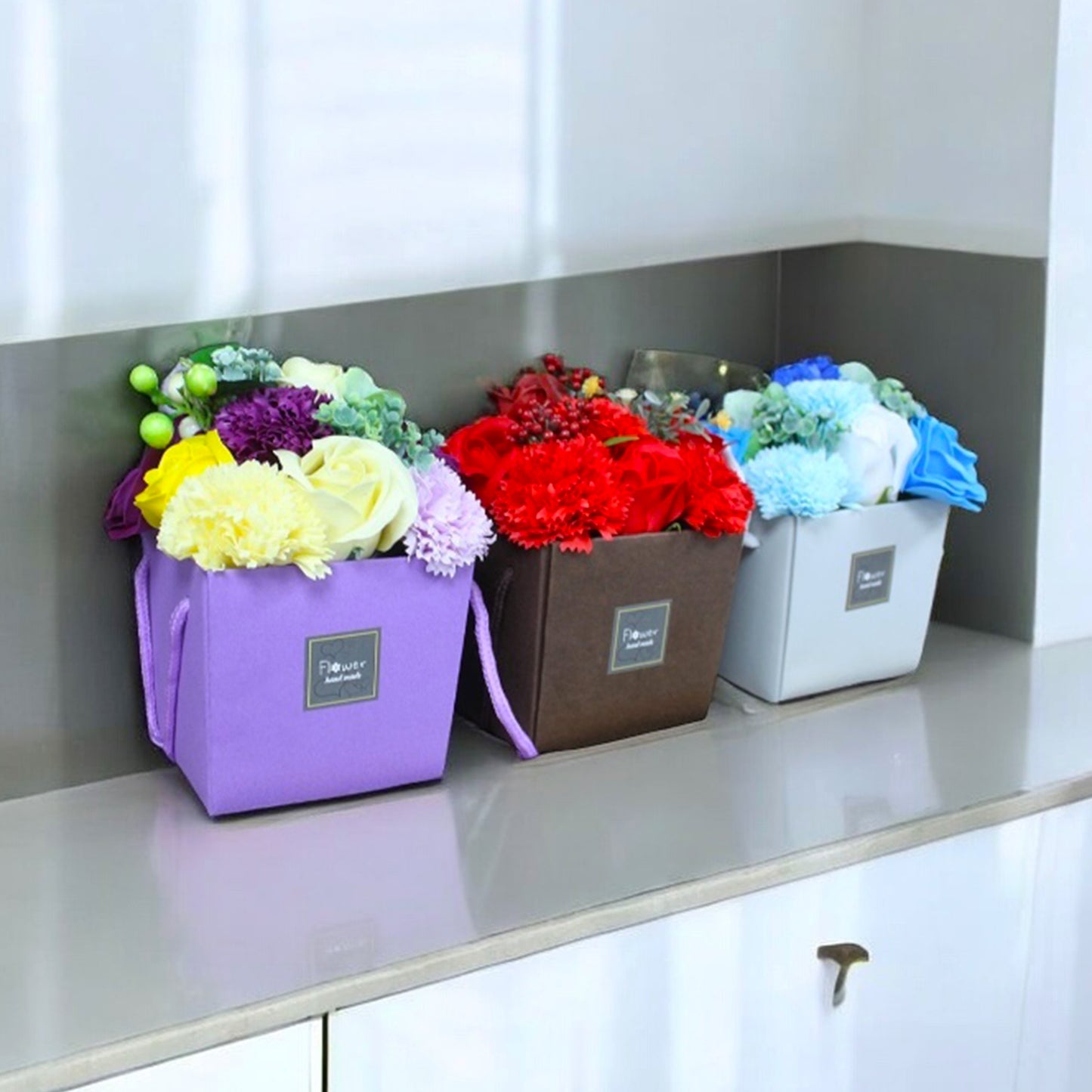 Handmade Soap Flower Bath Hamper – Romantic Gift for Her & Self-Care Spa Set