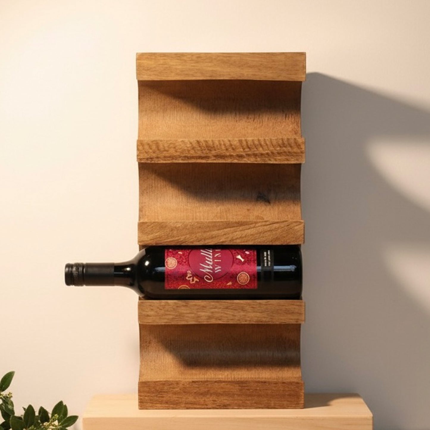 Wall Mounted Wooden Wine Rack - 4 Wine Bottle Holder - Home Bar - Gifts for Him