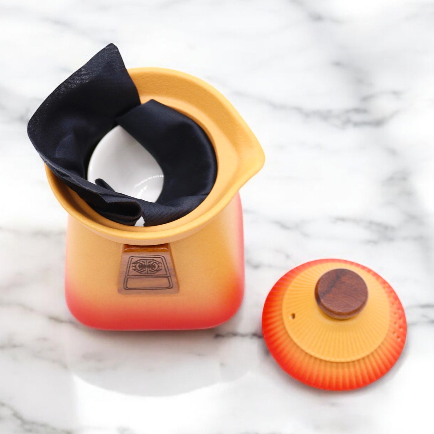 Colourful Ceramic Tea Set with Teapot and Tea Cups