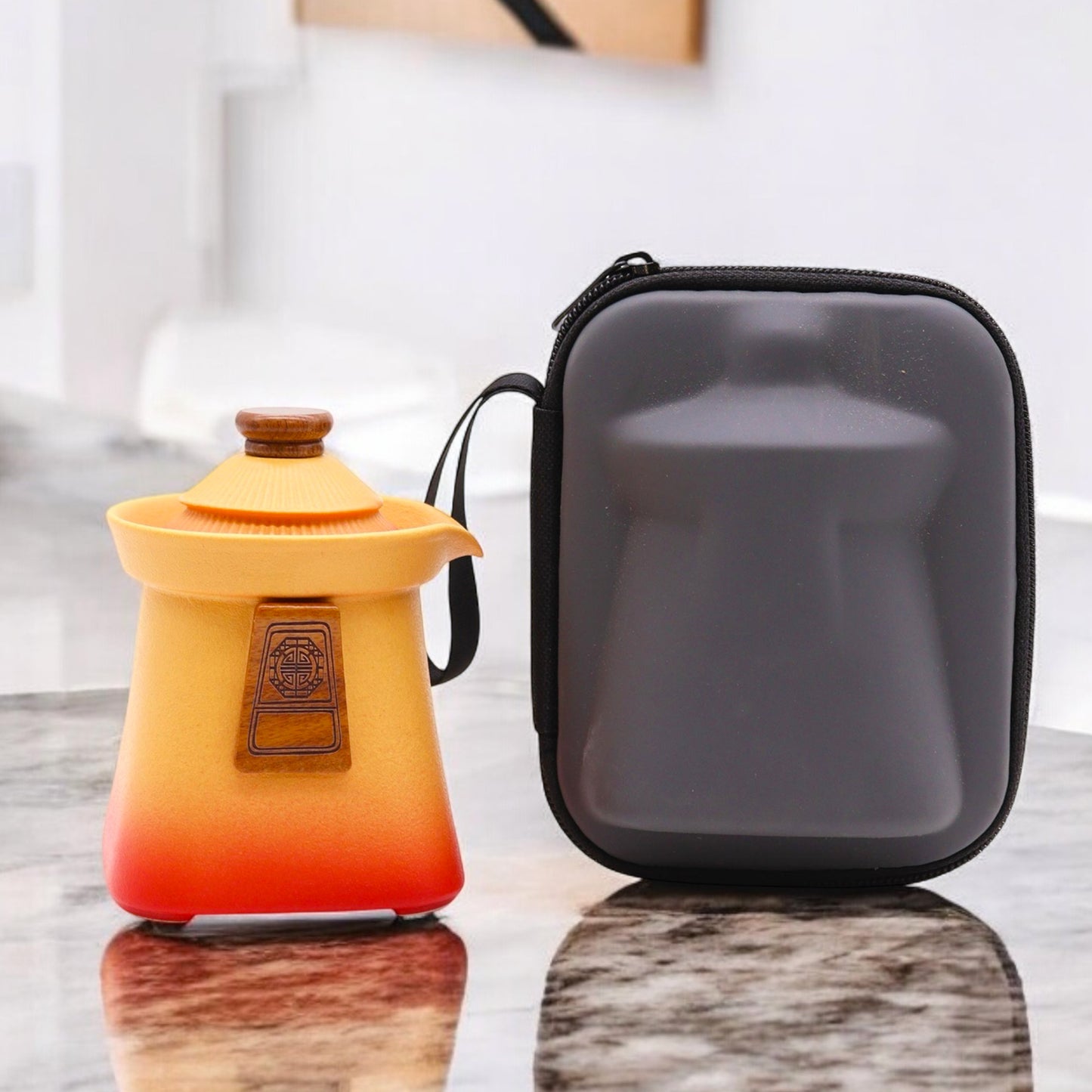 Colourful Ceramic Tea Set with Teapot and Tea Cups