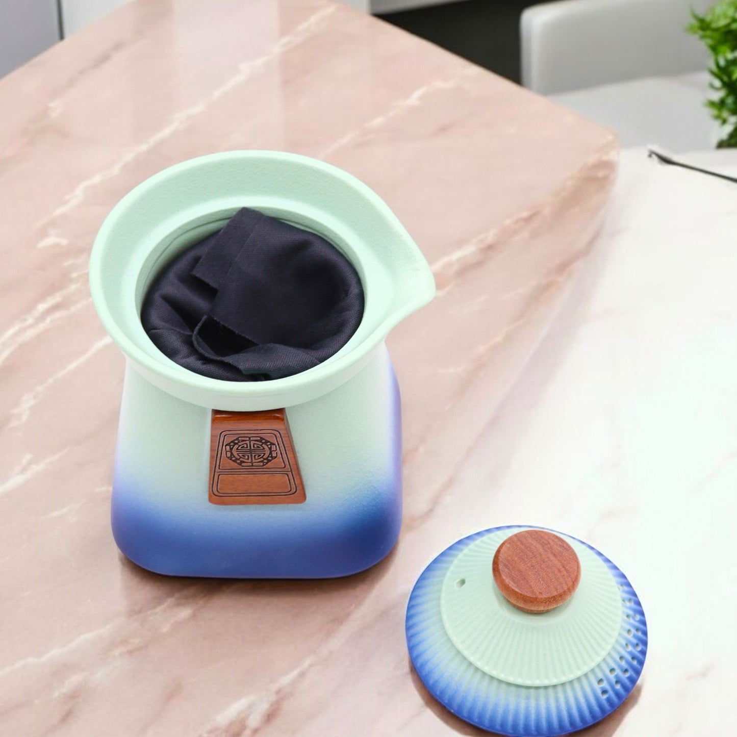 Colourful Ceramic Tea Set with Teapot and Tea Cups