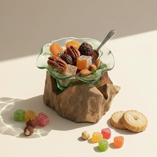 Glass Sweet Bowl - Vintage Sweet Bowl - Molten Glass Fruit Bowl