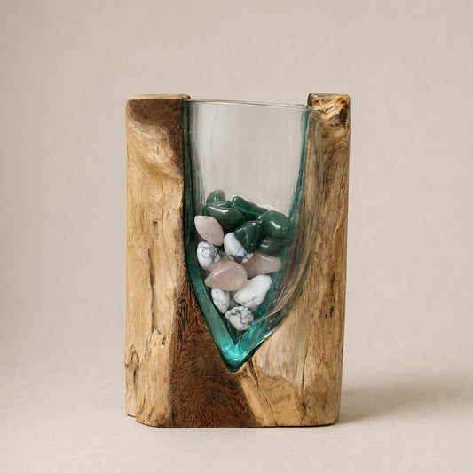 V shaped Molten Glass Vase - Melted Glass Decorative Bowl