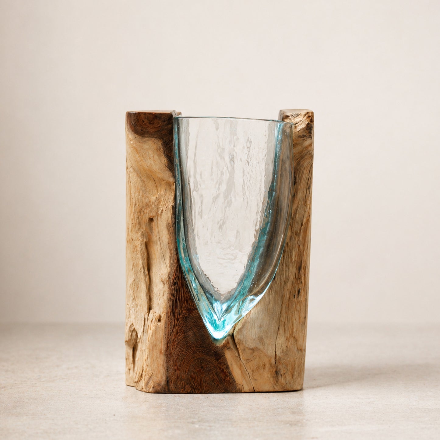 V shaped Molten Glass Vase - Melted Glass Decorative Bowl