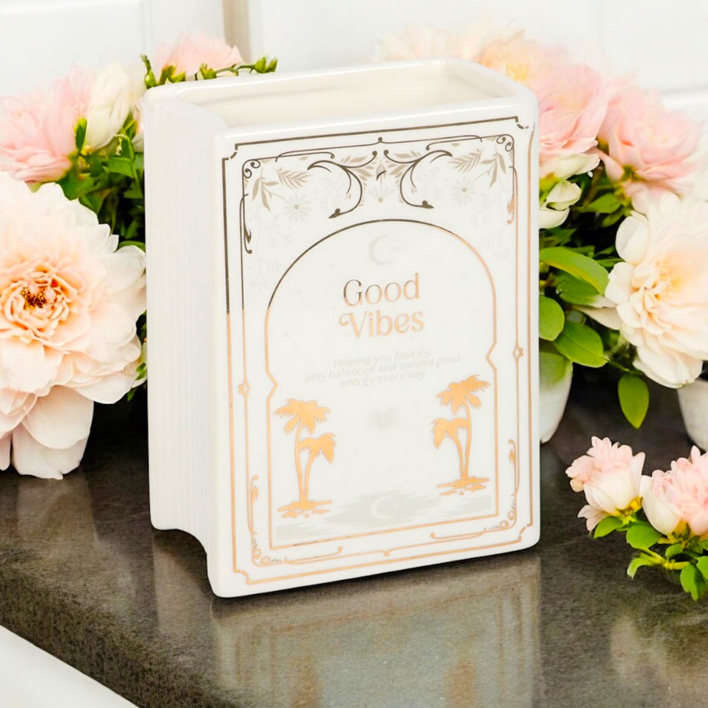 White Book Shaped Flower Vase - Flower Gifts for Mum