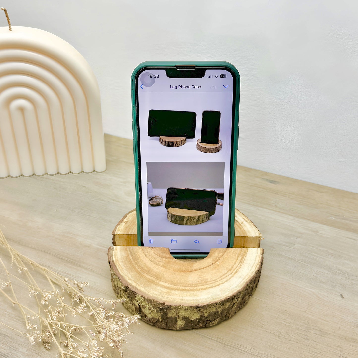 Log Slice Phone Holder - Wooden Phone Stand - Wood Tablet Stand - E-reader Holder