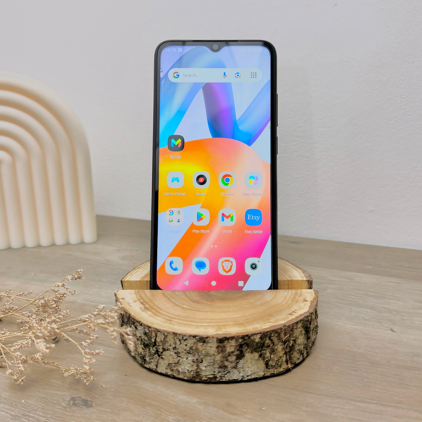 Log Slice Phone Holder - Wooden Phone Stand - Wood Tablet Stand - E-reader Holder