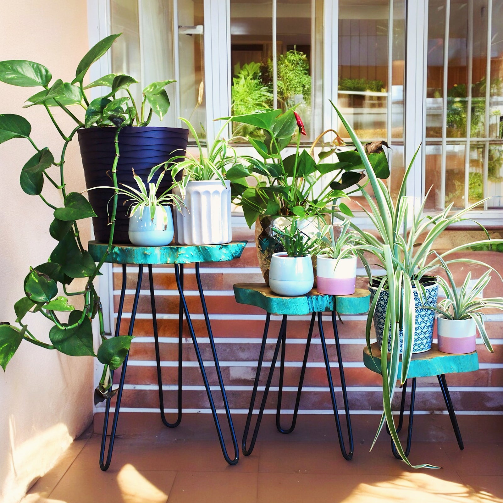 indoor plant stands and tables Three House Plant Stands - Wooden Houseplant Tables