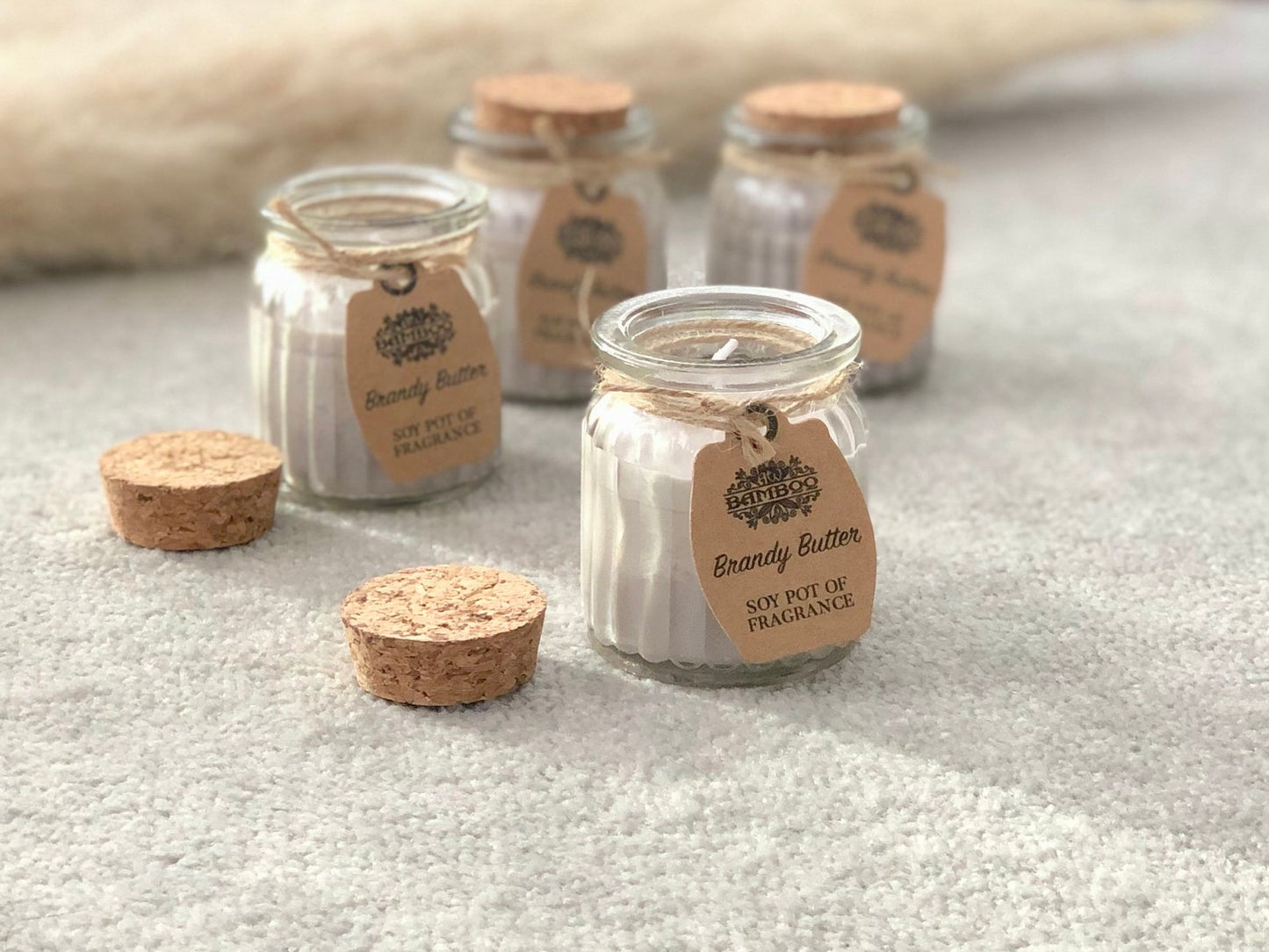 Brandy Butter Soy Wax Candles - Vegan Christmas  Gift Set - Mason Jar Votive Candles