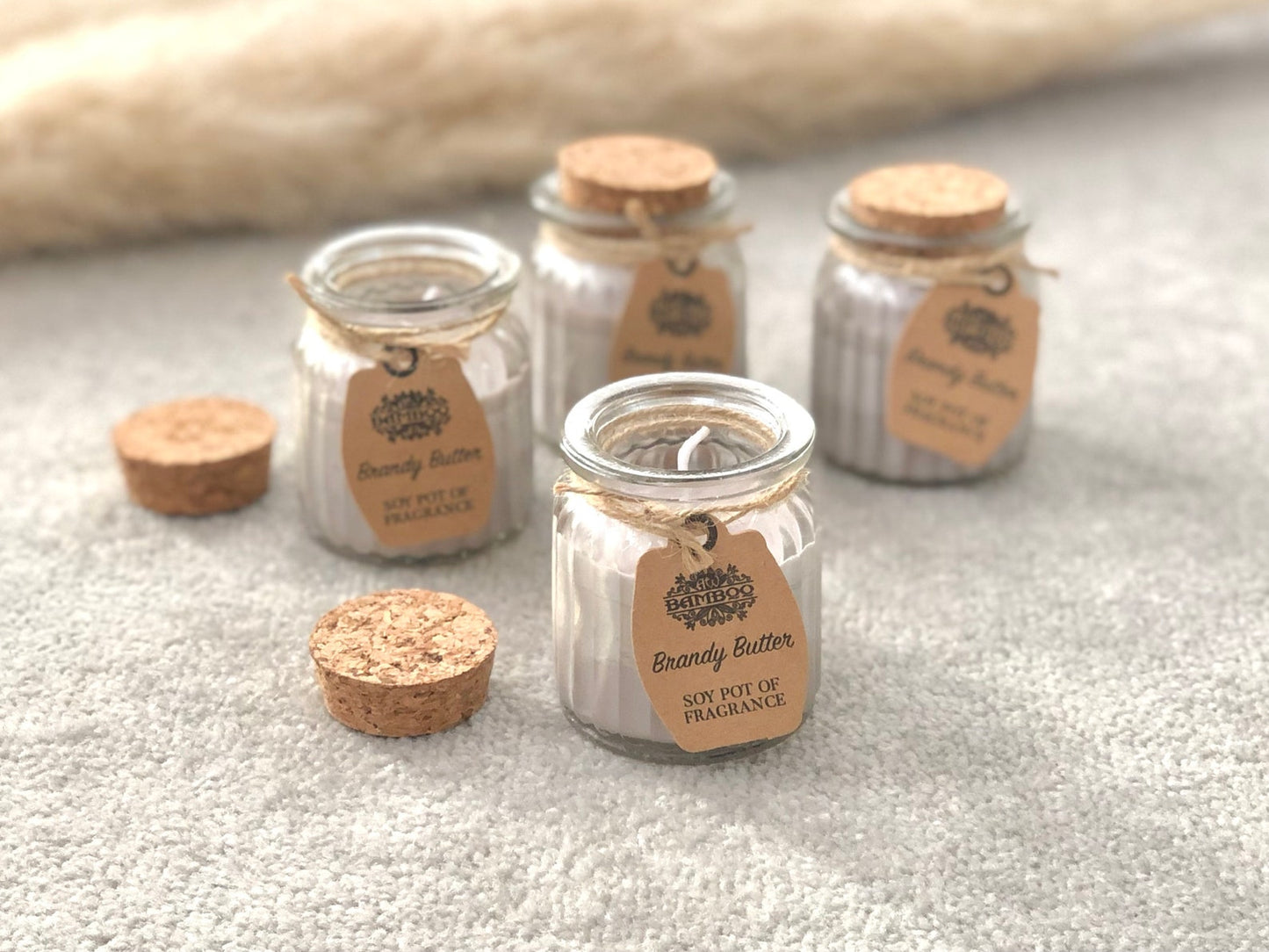 Brandy Butter Soy Wax Candles - Vegan Christmas  Gift Set - Mason Jar Votive Candles